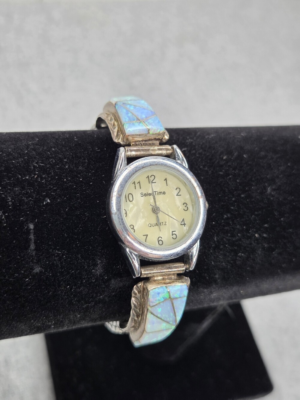 Navajo Sterling Silver Larry Begay Womens SelecTime Watch Opal Inlay Tips 925